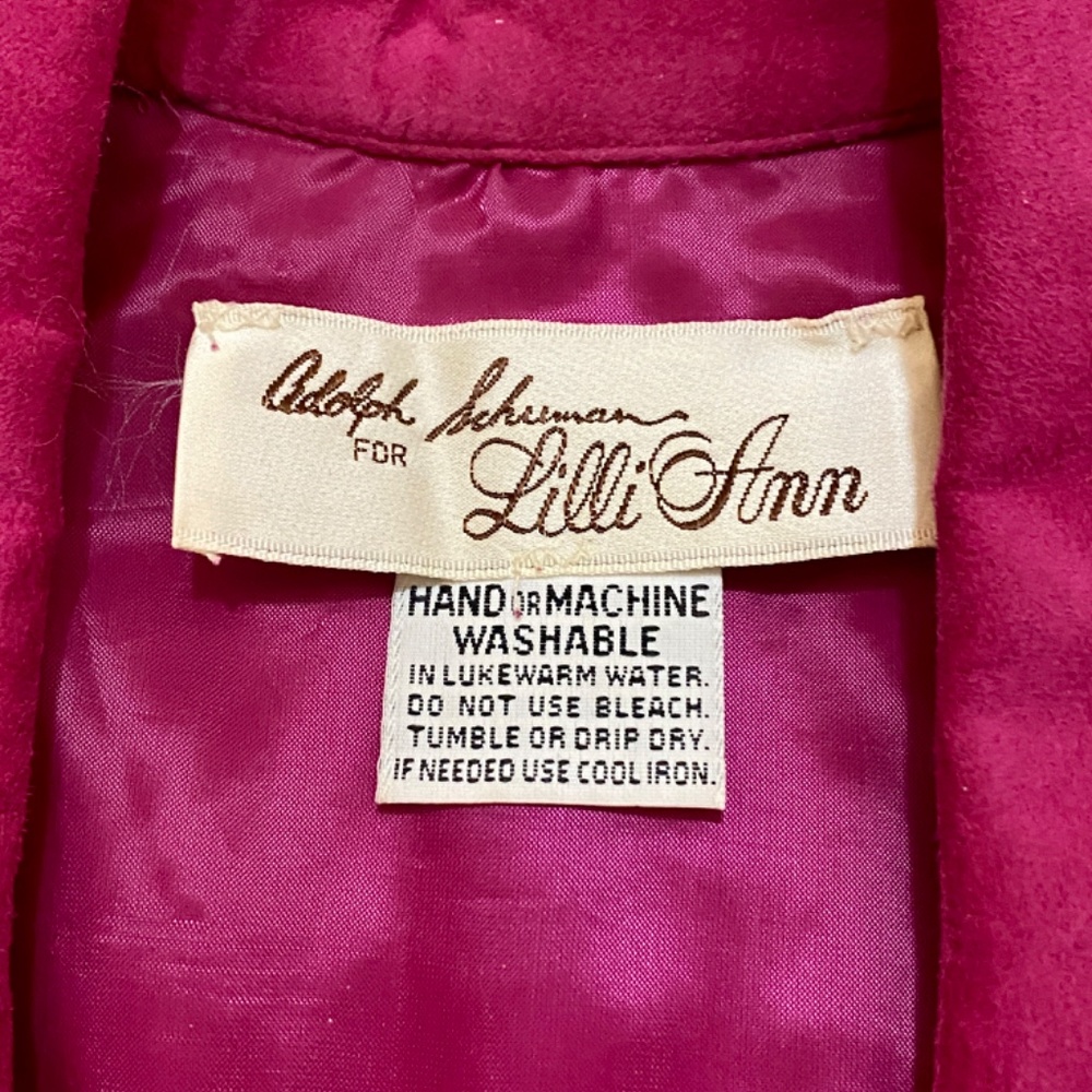 Lilli Ann Vintage Dress 1970s Magenta Dress Raspberry Pink Ultrasuede Minx vibe - Picture 2 of 12